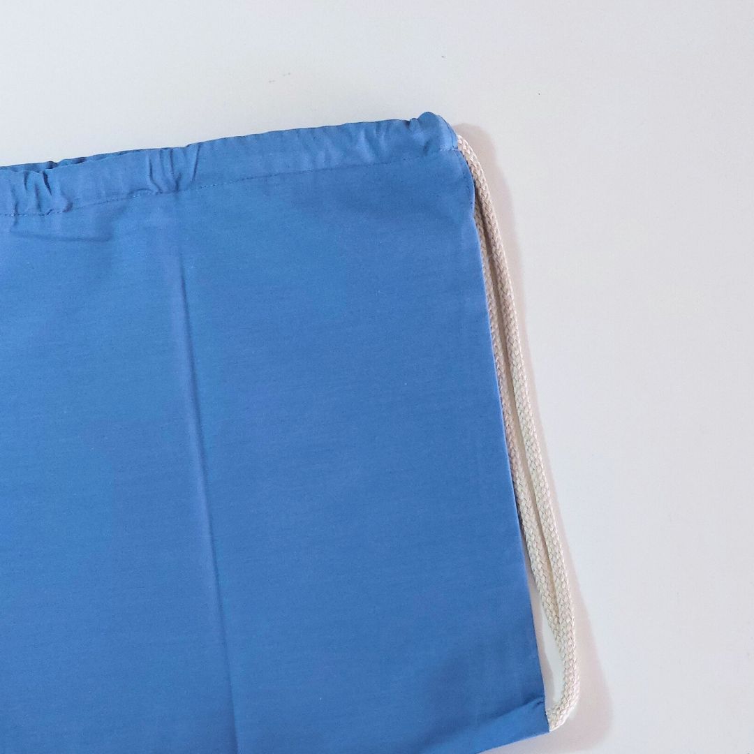 mochila azul para niño y niña de cuerdas de saco personalizable